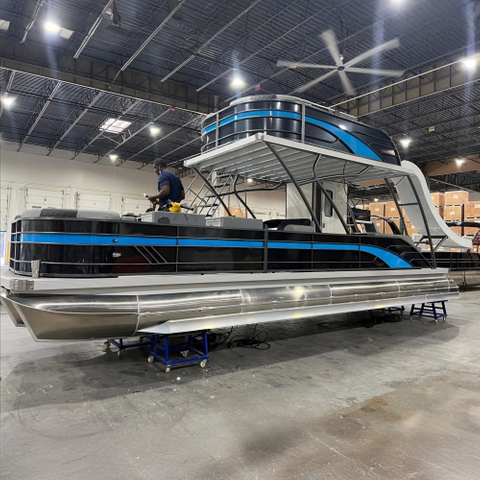 Leisure Tritoon Party aluminium dubbeldekker pontonboot met glijbaan
